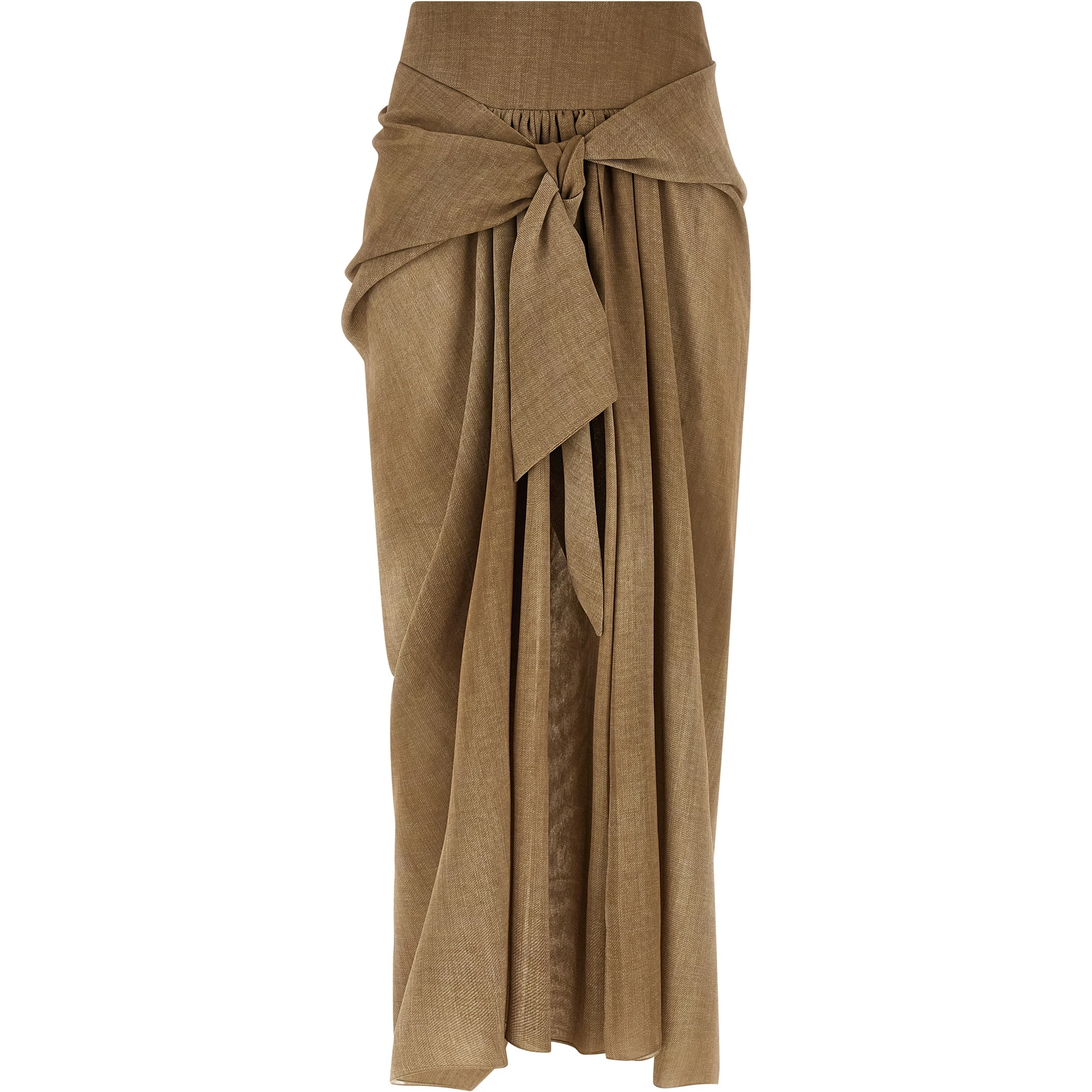 Beige Polyester Mini Skirt