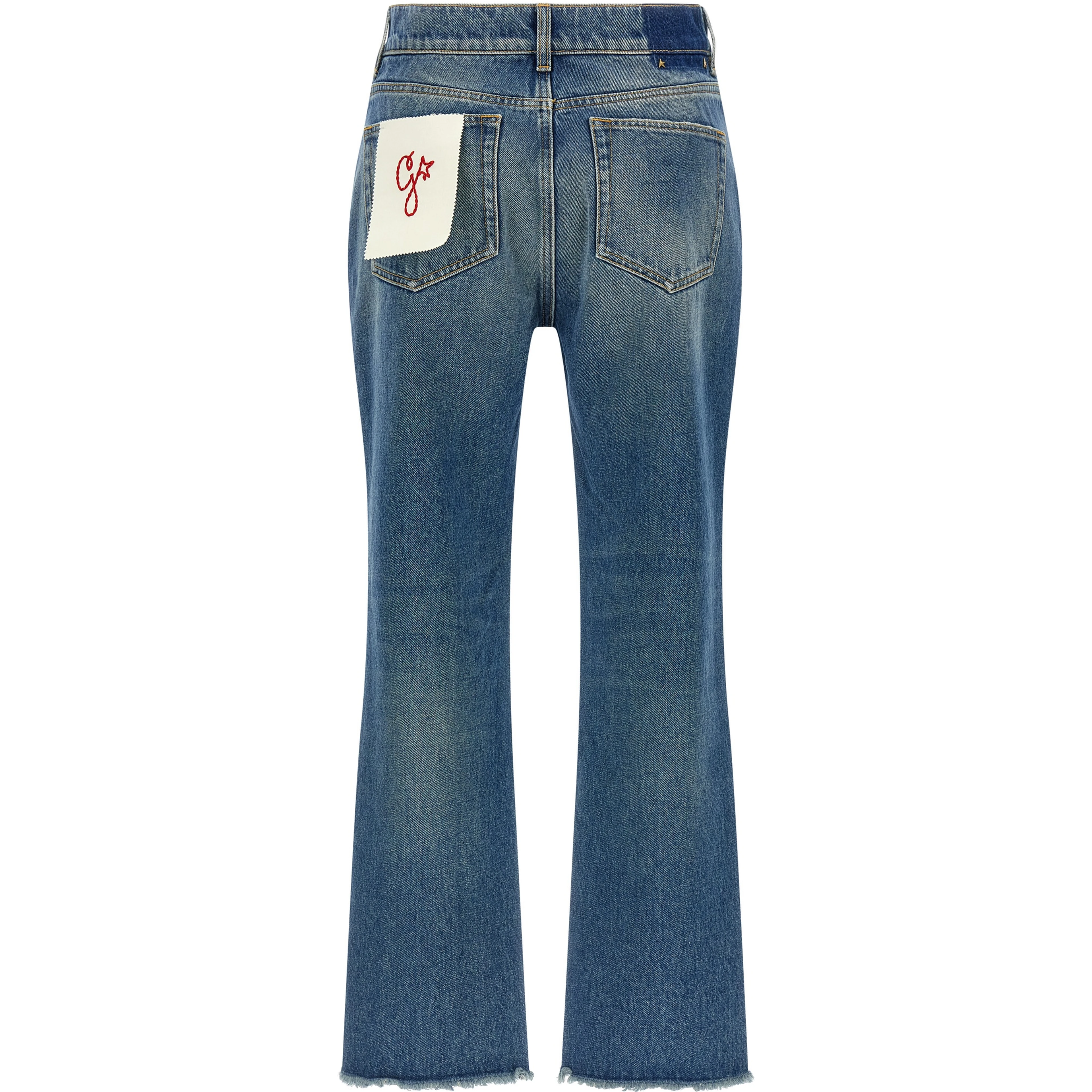 Blue Cotton Flared Jeans