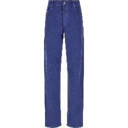 Blue Cotton Straight-Leg Jeans