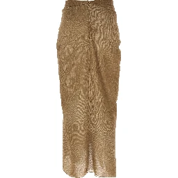 Beige Polyester Mini Skirt