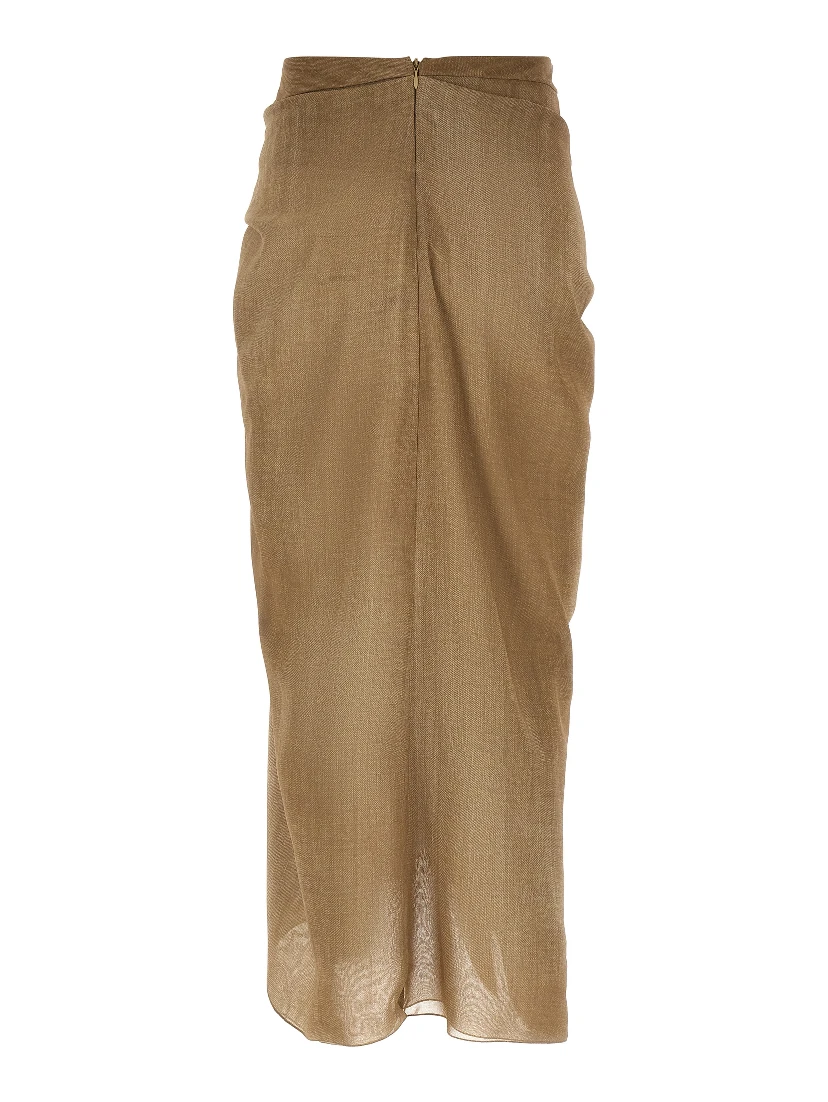 Beige Polyester Mini Skirt