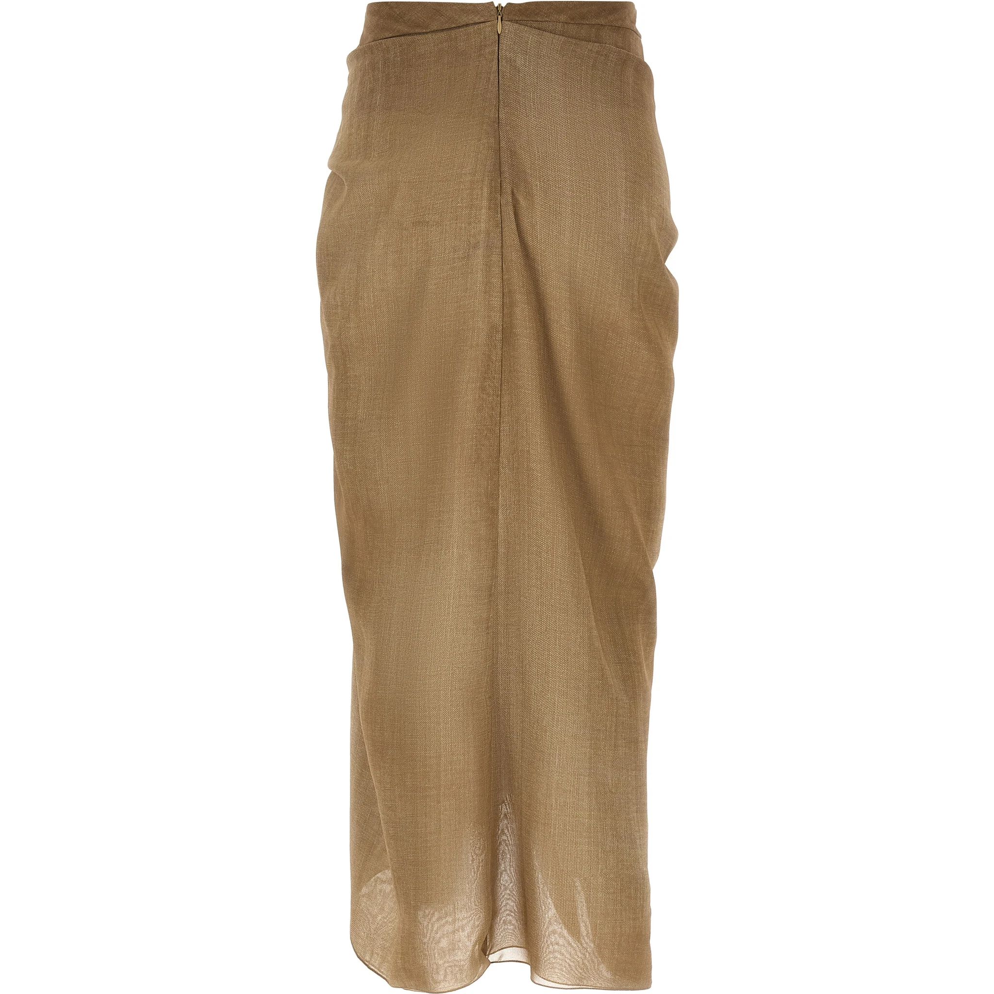 Beige Polyester Mini Skirt