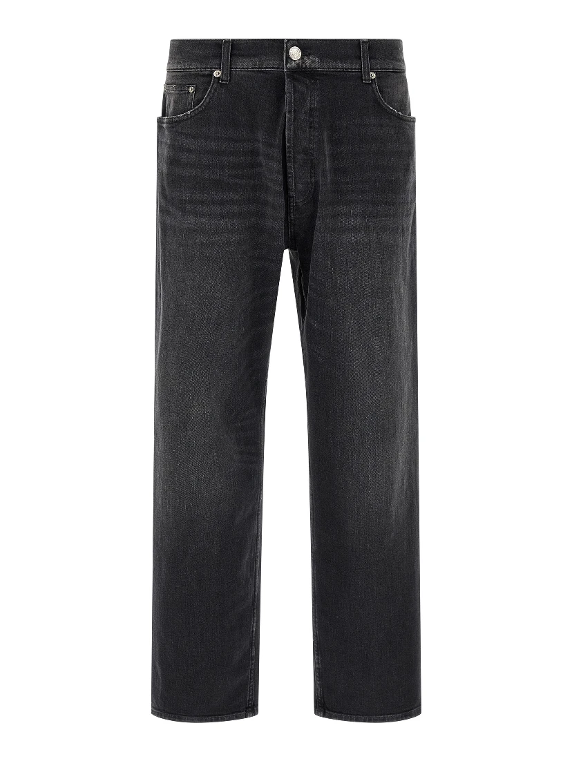 Black Cotton Cropped Jeans