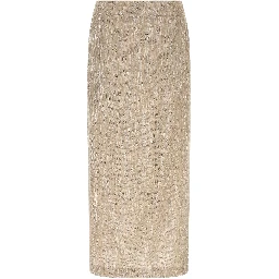Beige Viscose Midi Skirt