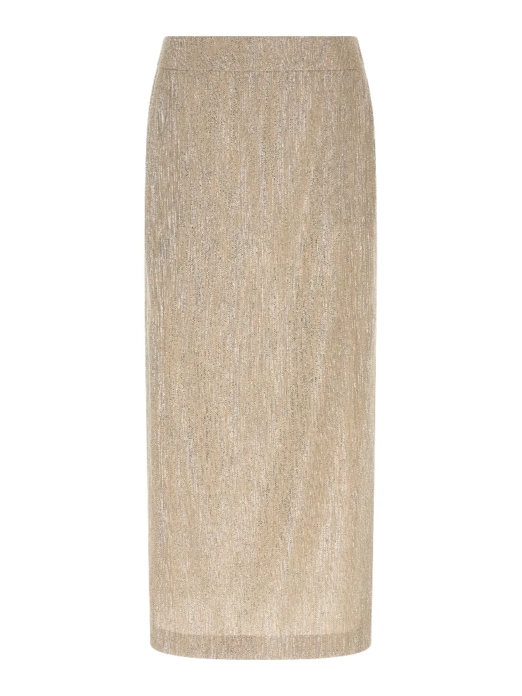 Beige Viscose Midi Skirt