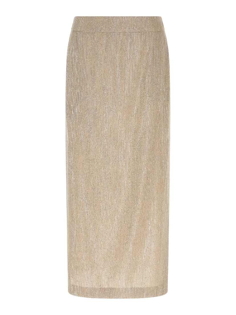 Beige Viscose Midi Skirt