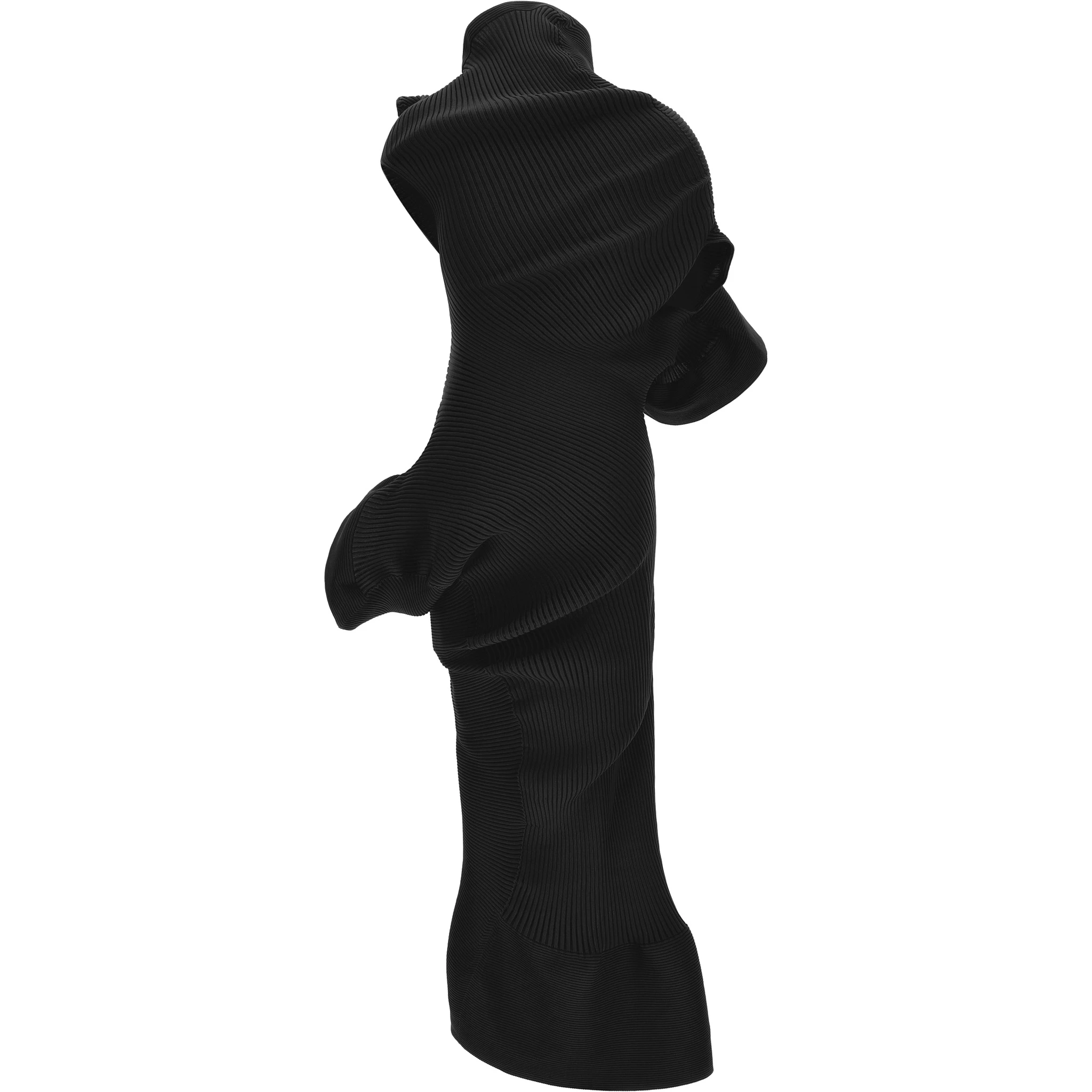 Black Polyester Midi Dress
