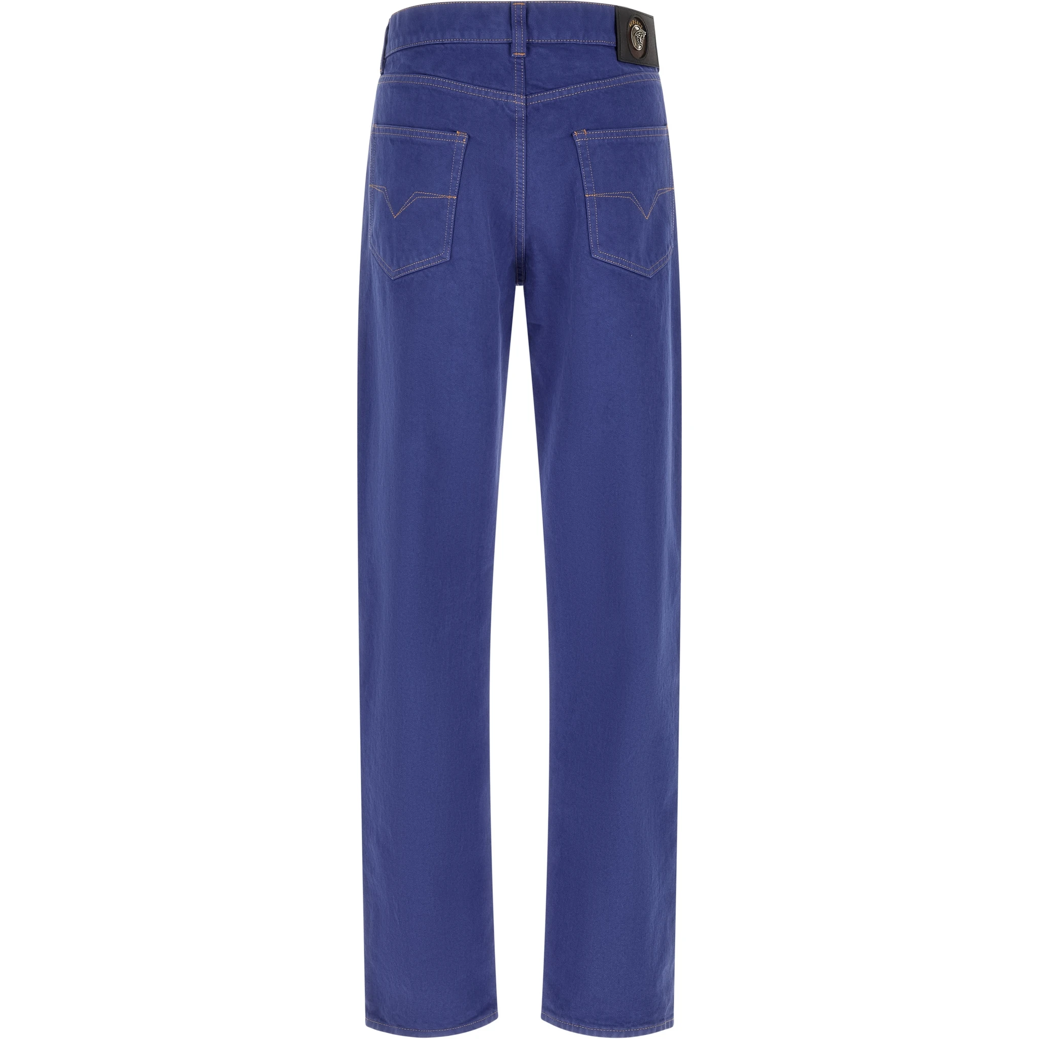 Blue Cotton Straight-Leg Jeans