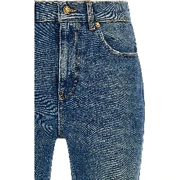 Blue Cotton Flared Jeans