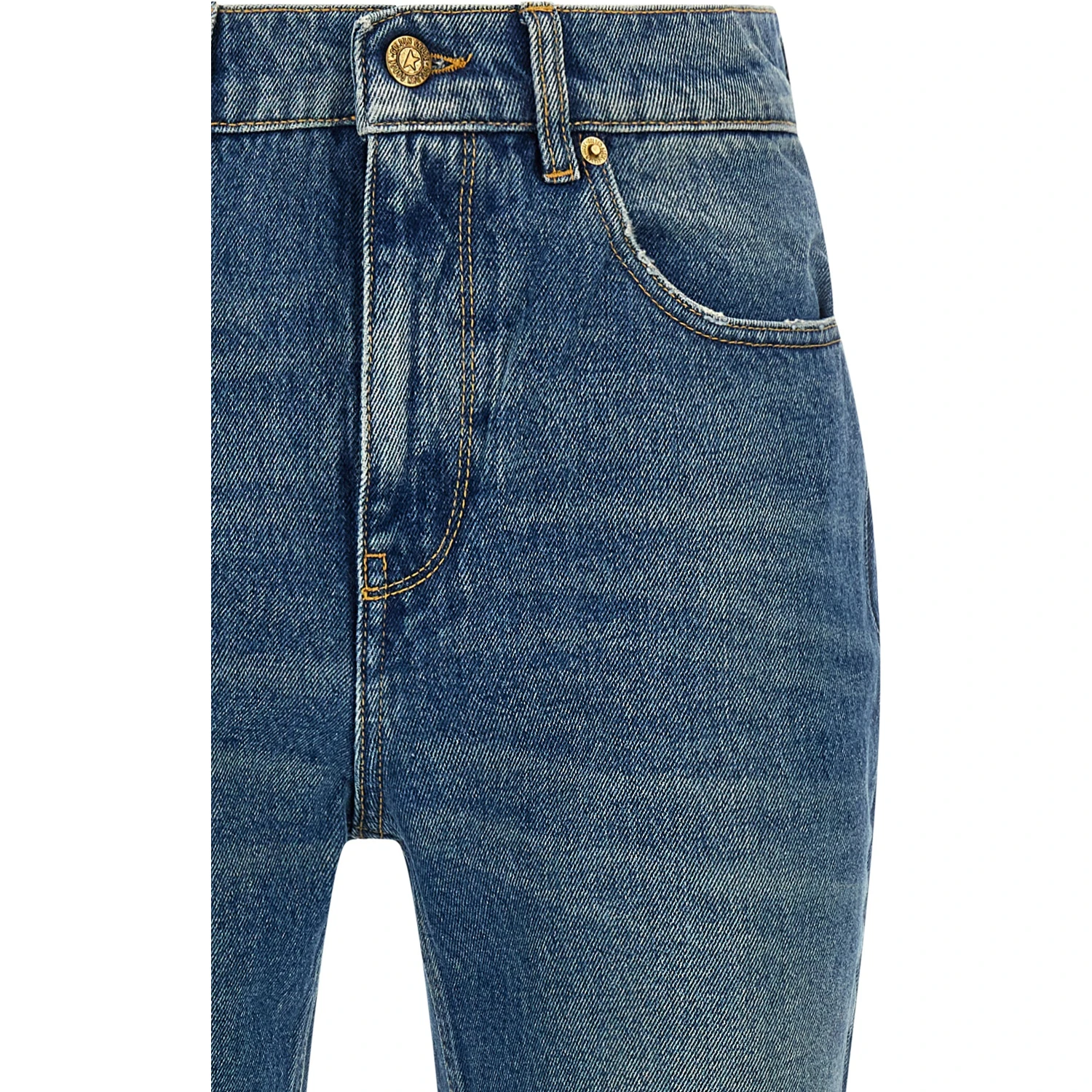 Blue Cotton Flared Jeans