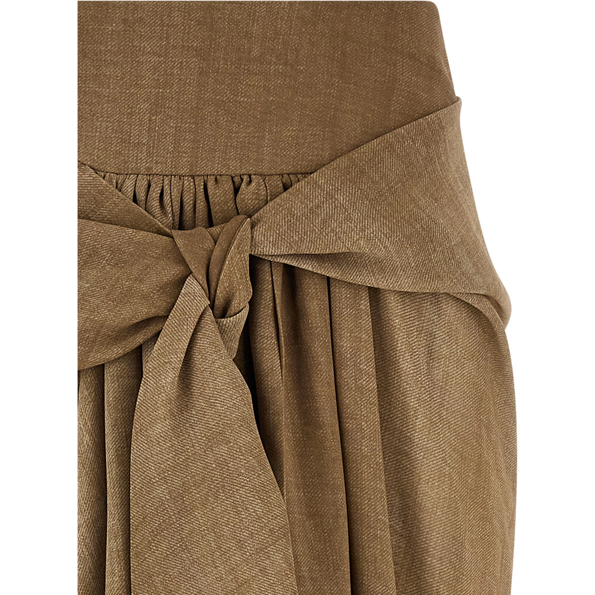 Beige Polyester Mini Skirt