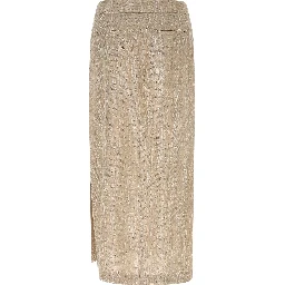 Beige Viscose Midi Skirt