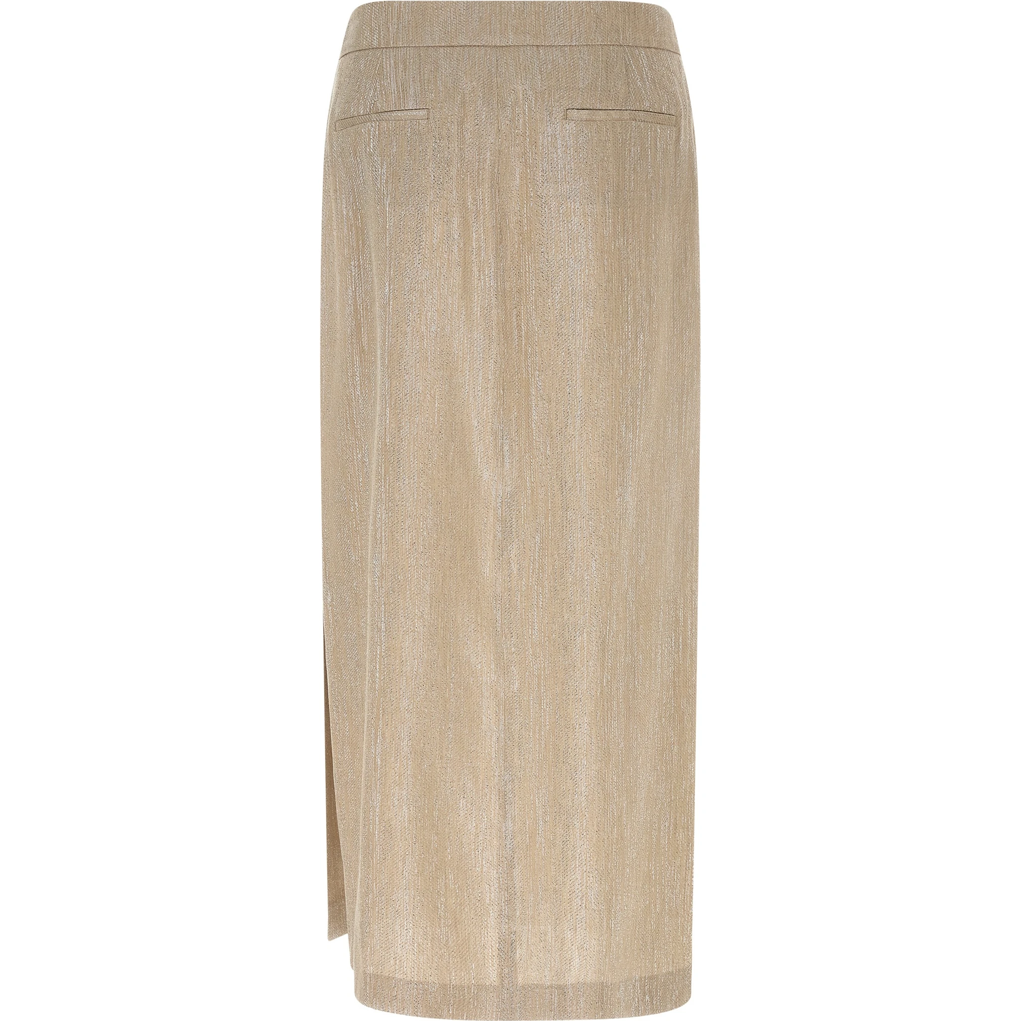 Beige Viscose Midi Skirt