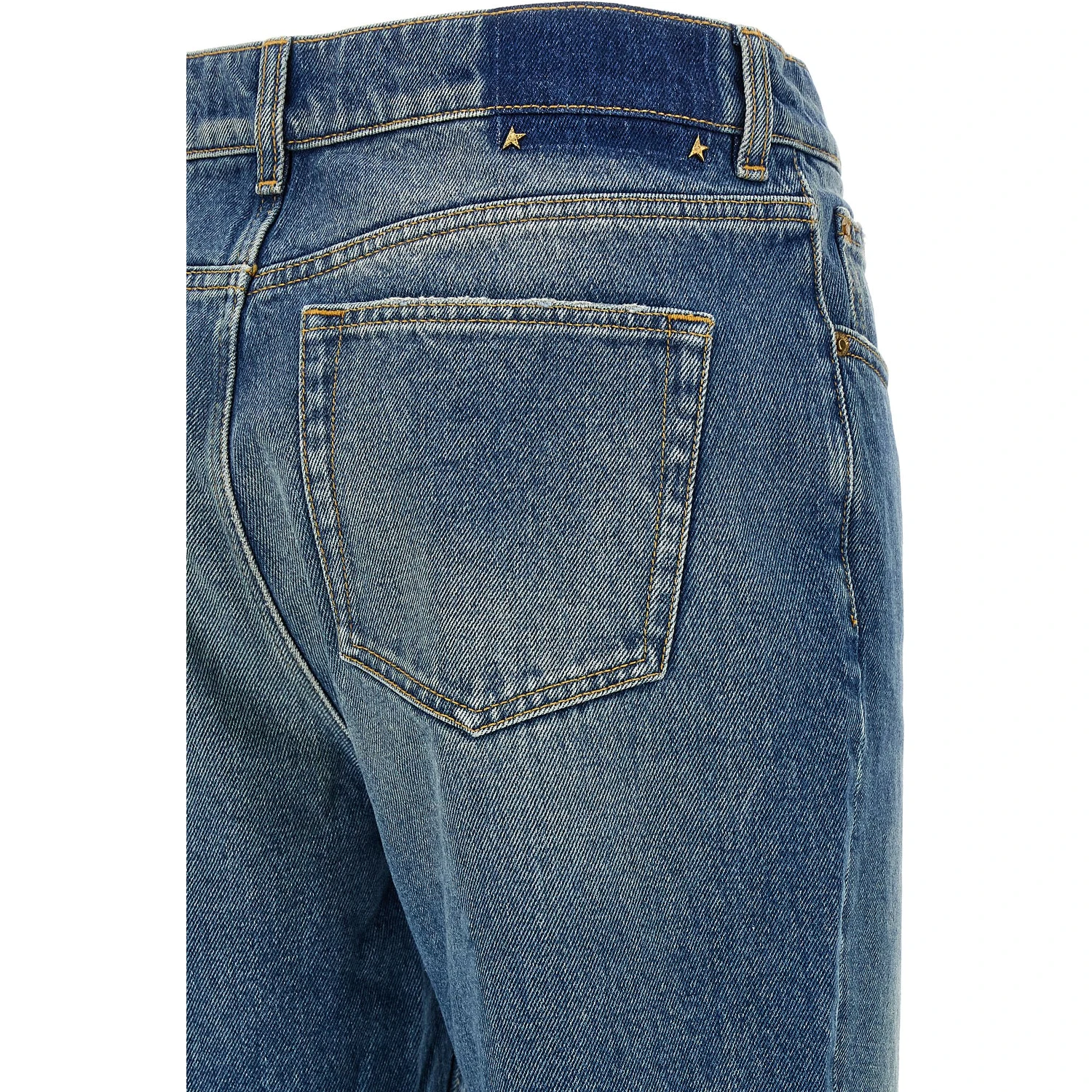 Blue Cotton Flared Jeans