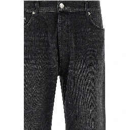 Black Cotton Cropped Jeans