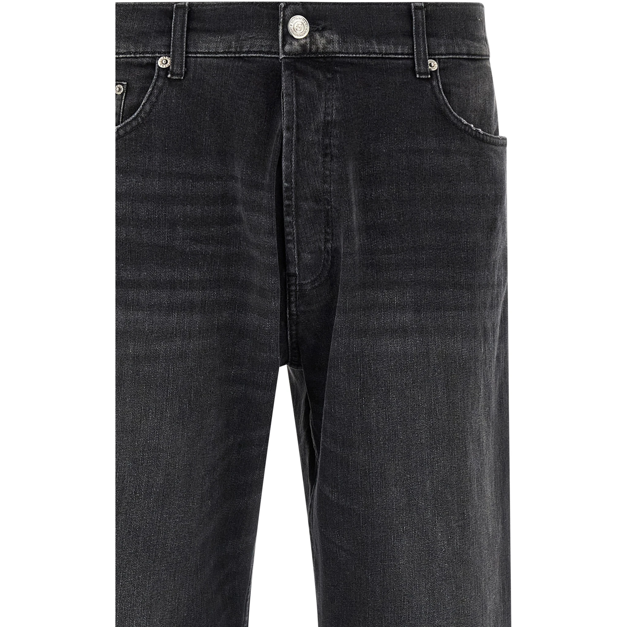 Black Cotton Cropped Jeans