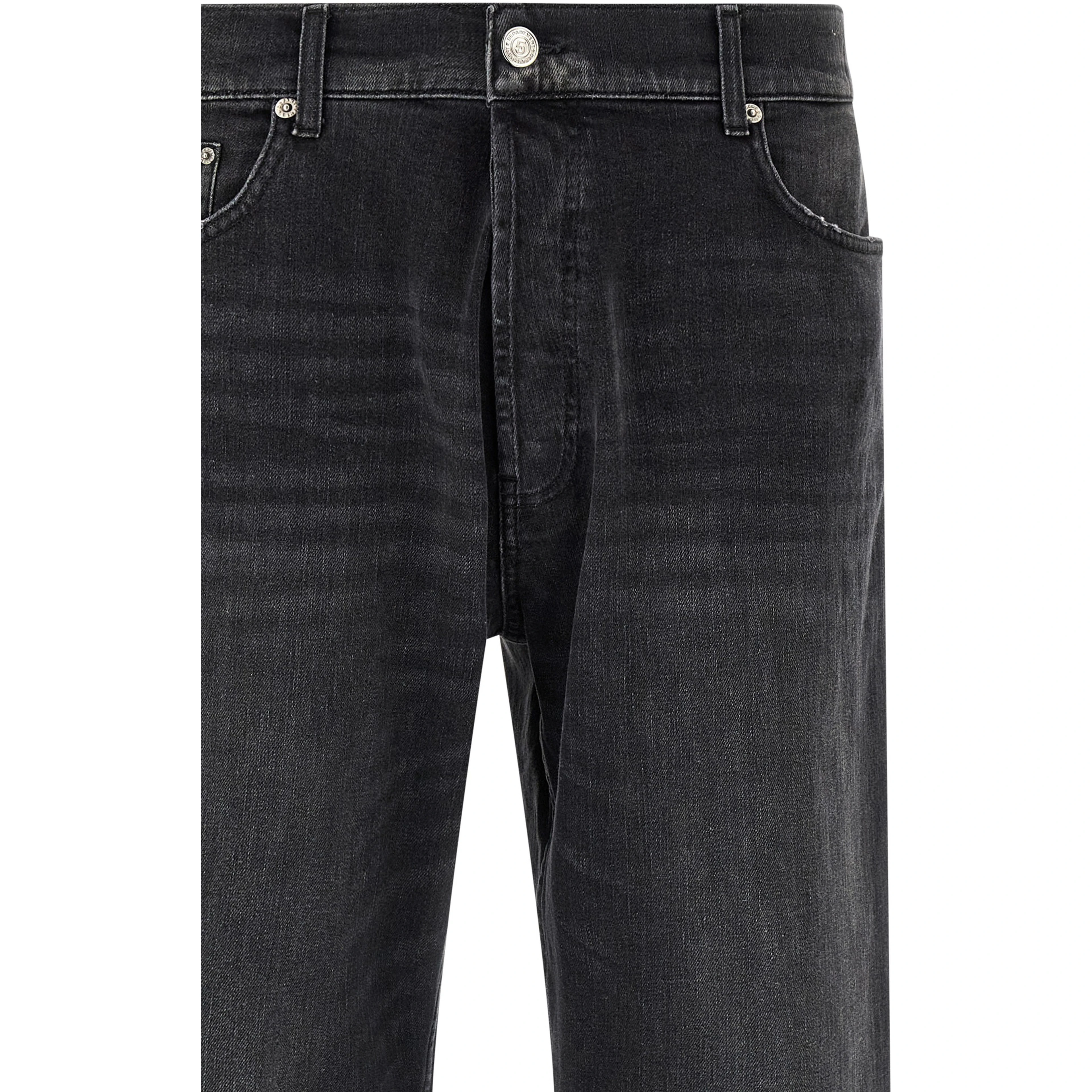 Black Cotton Cropped Jeans