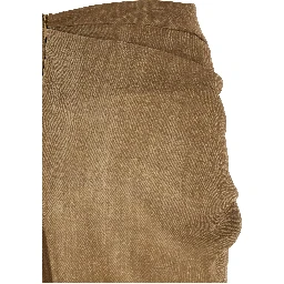 Beige Polyester Mini Skirt