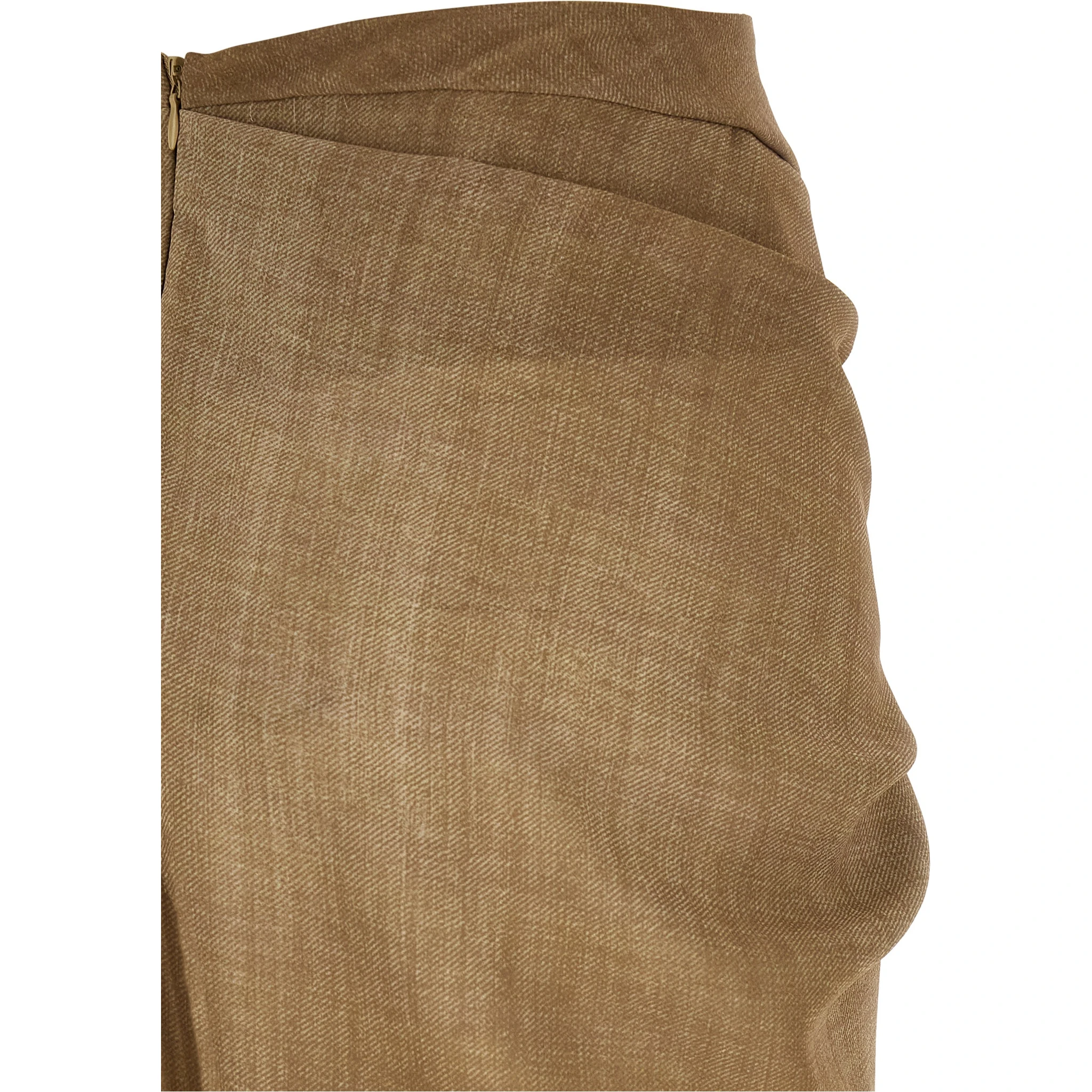 Beige Polyester Mini Skirt