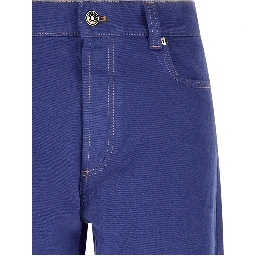 Blue Cotton Straight-Leg Jeans