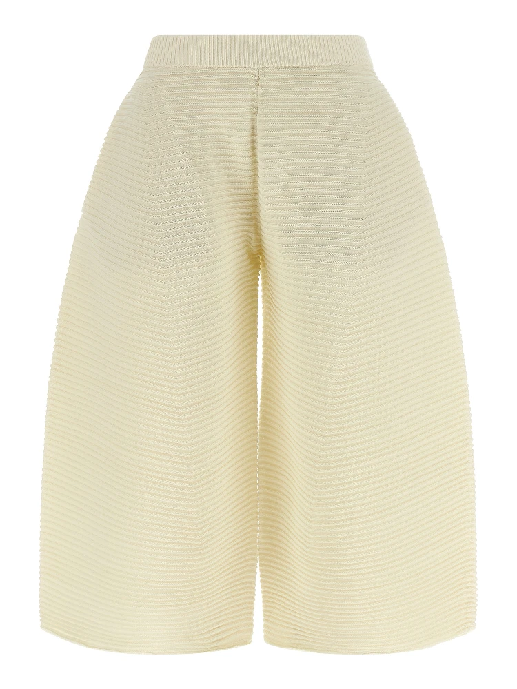 White Polyester Cropped Pants