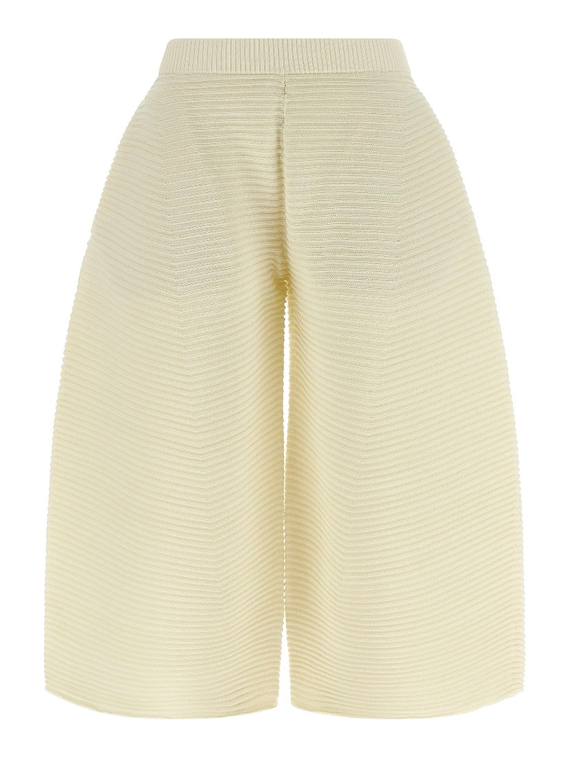 White Polyester Cropped Pants