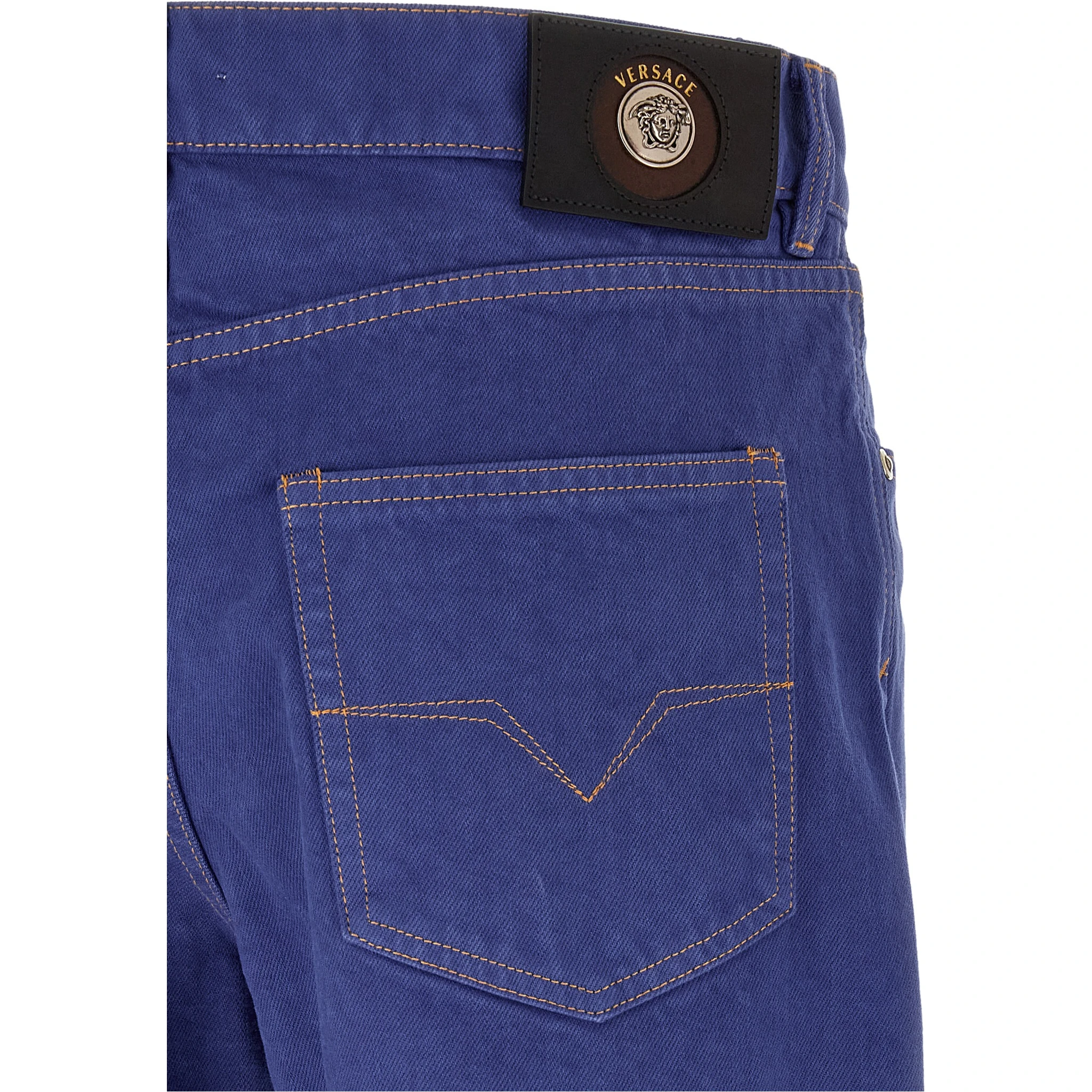 Blue Cotton Straight-Leg Jeans