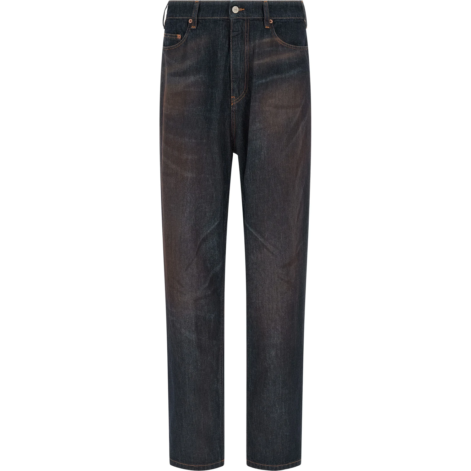 Blue Cotton Straight-Leg Jeans