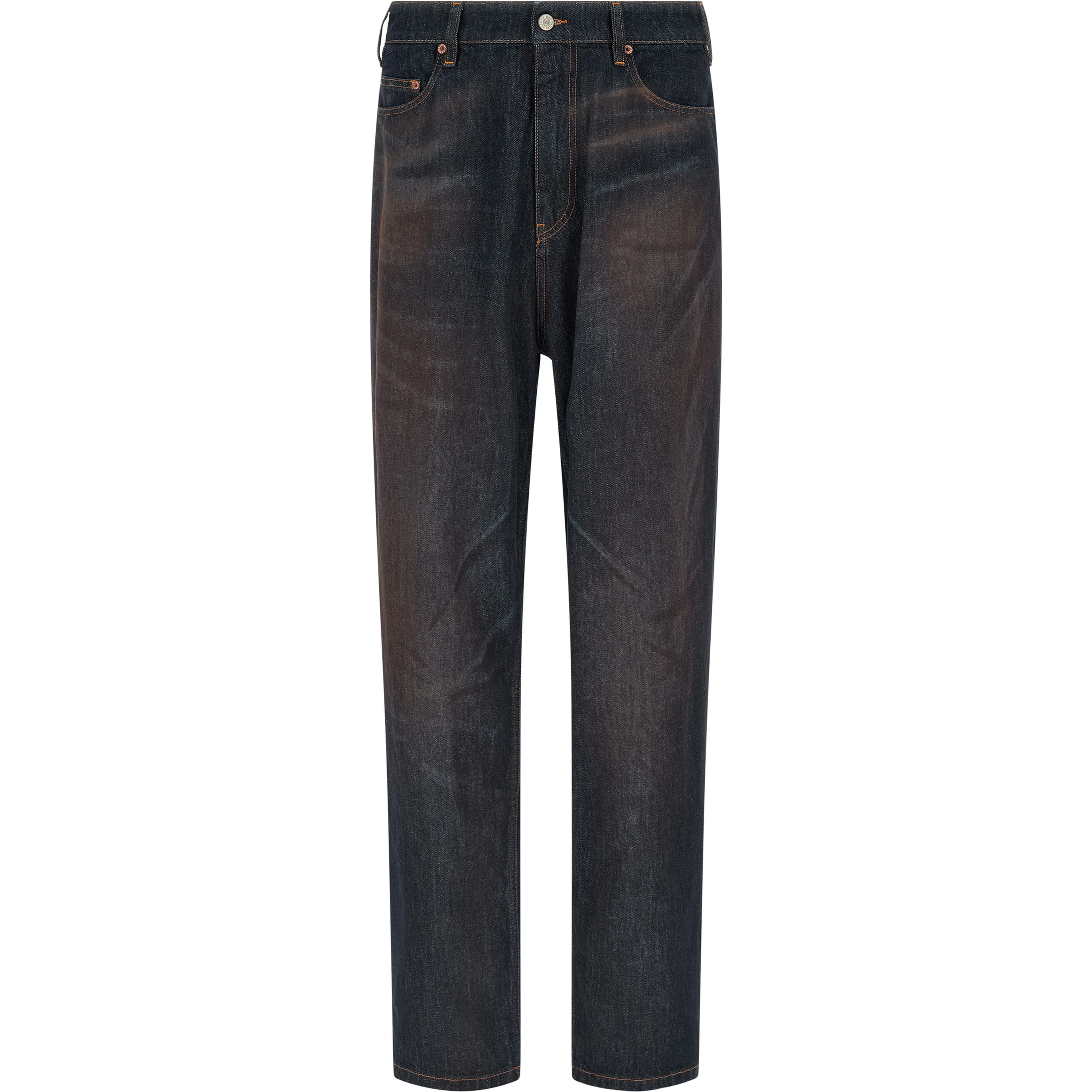 Blue Cotton Straight-Leg Jeans