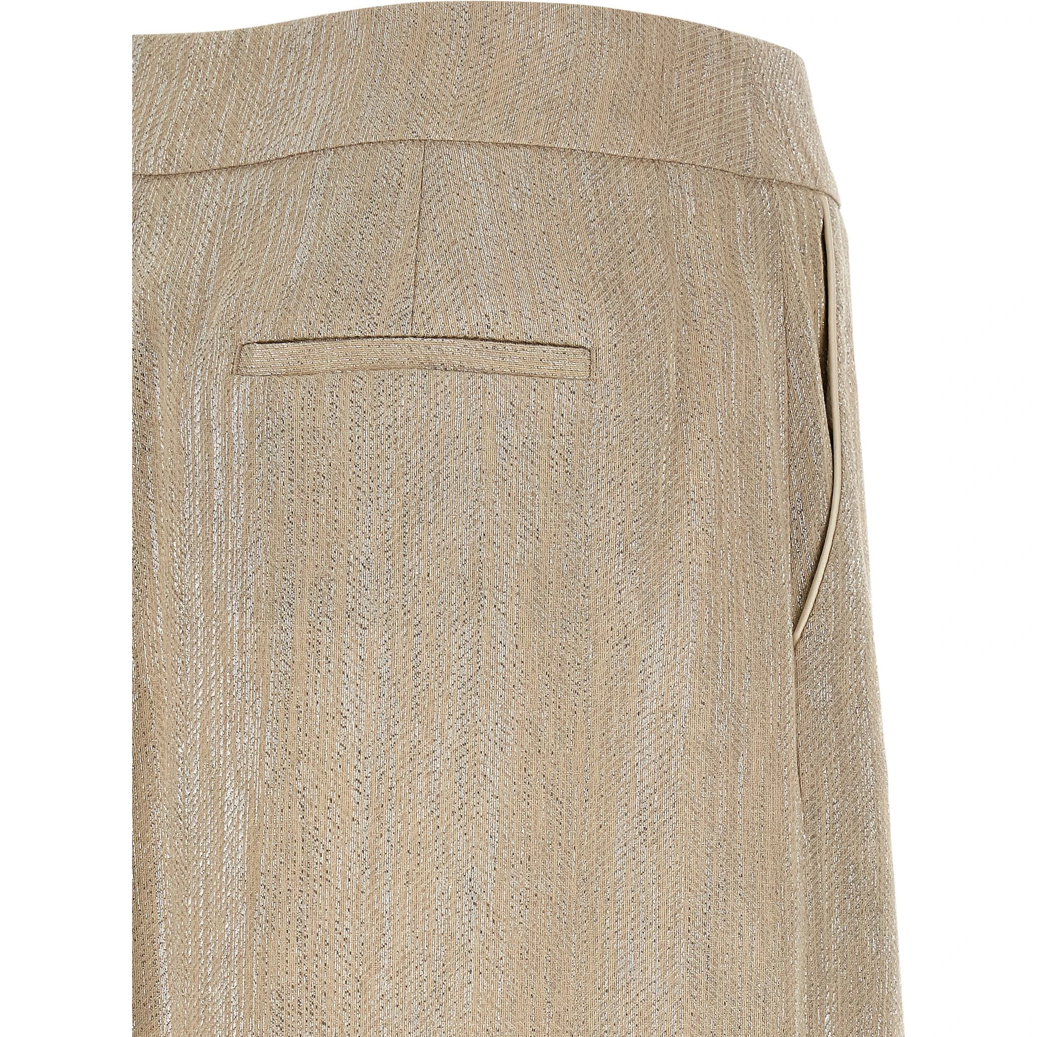 Beige Viscose Midi Skirt
