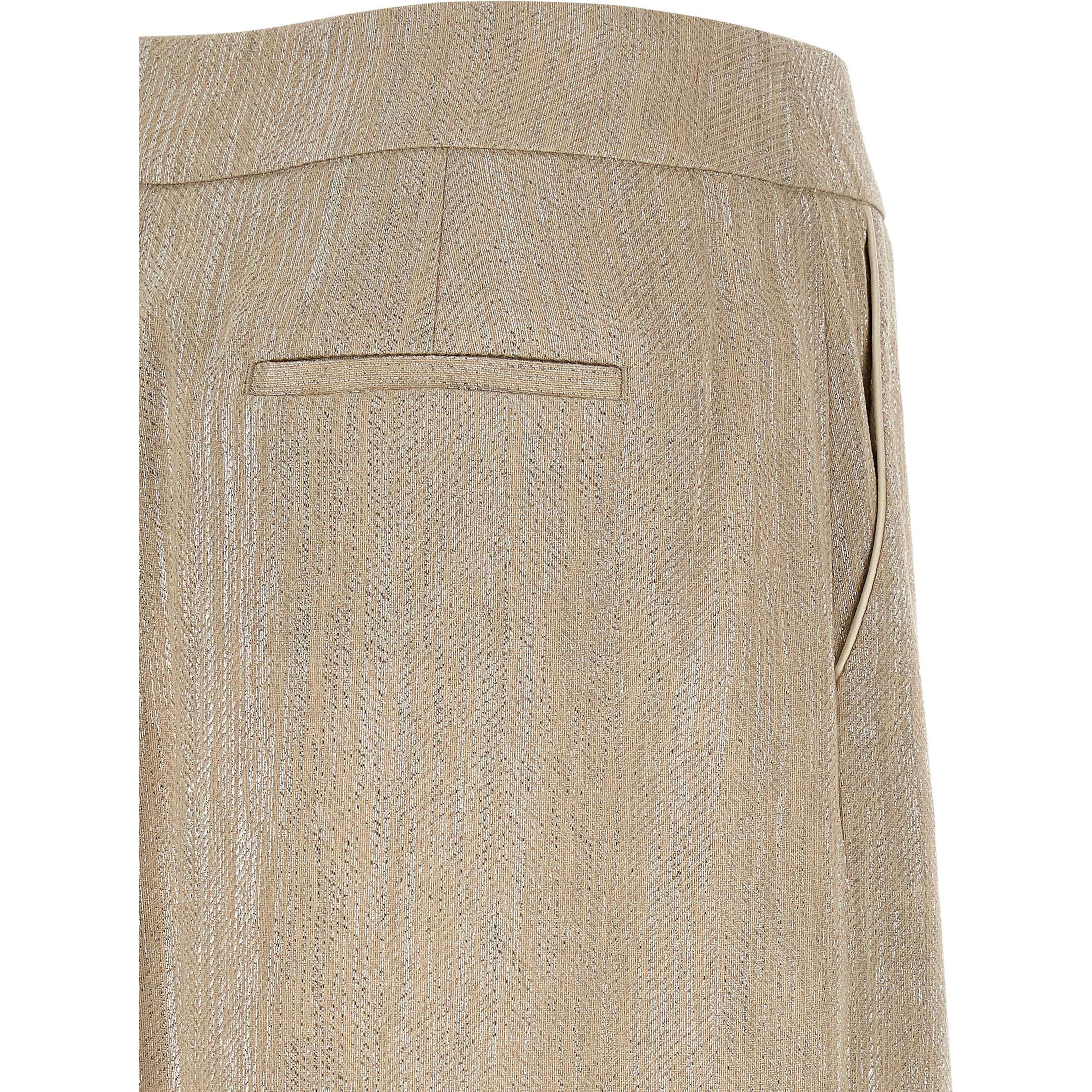 Beige Viscose Midi Skirt