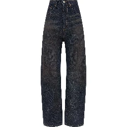 Blue Cotton High-Waisted Jean