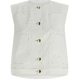White Cotton Sleeveless Jacket