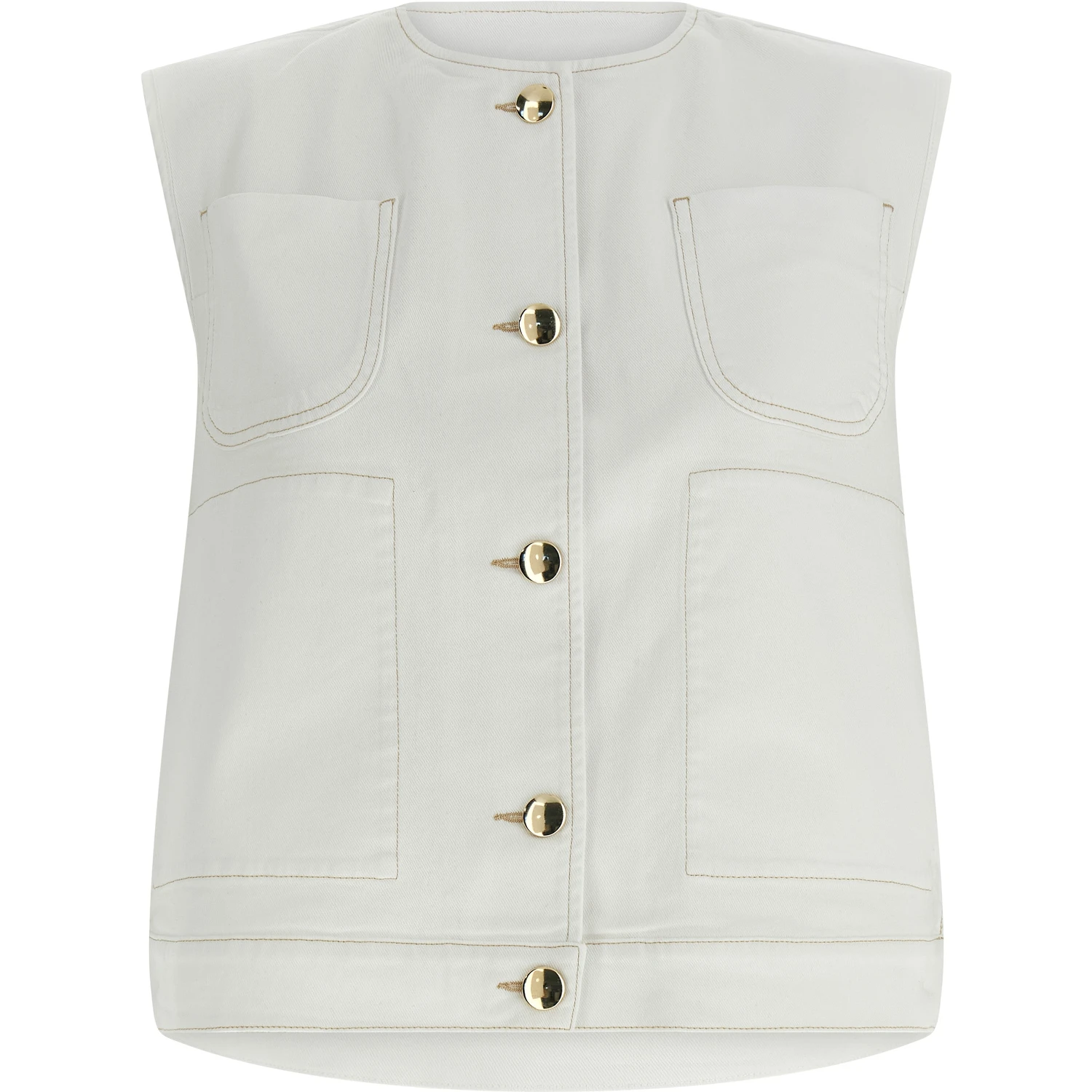 White Cotton Sleeveless Jacket
