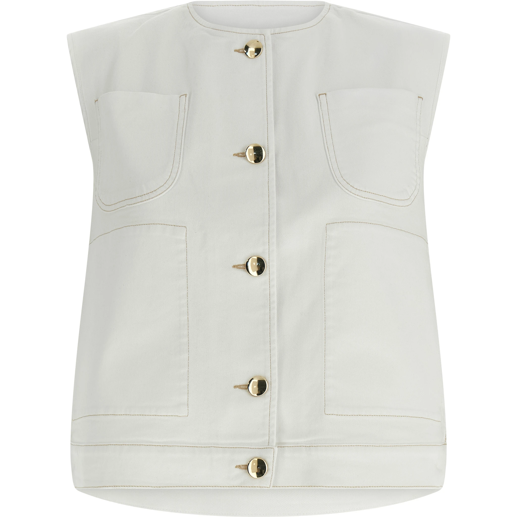 White Cotton Sleeveless Jacket