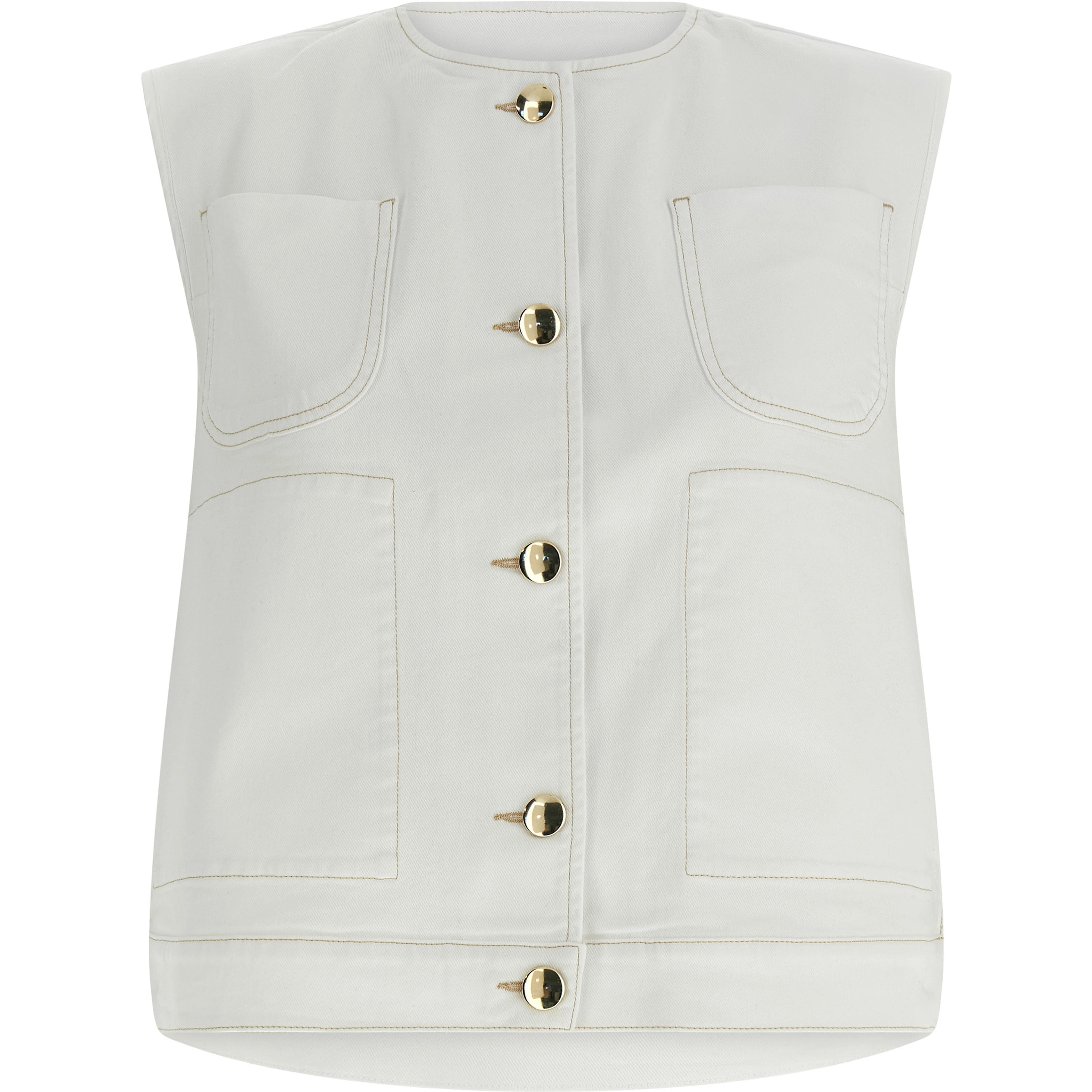 White Cotton Sleeveless Jacket