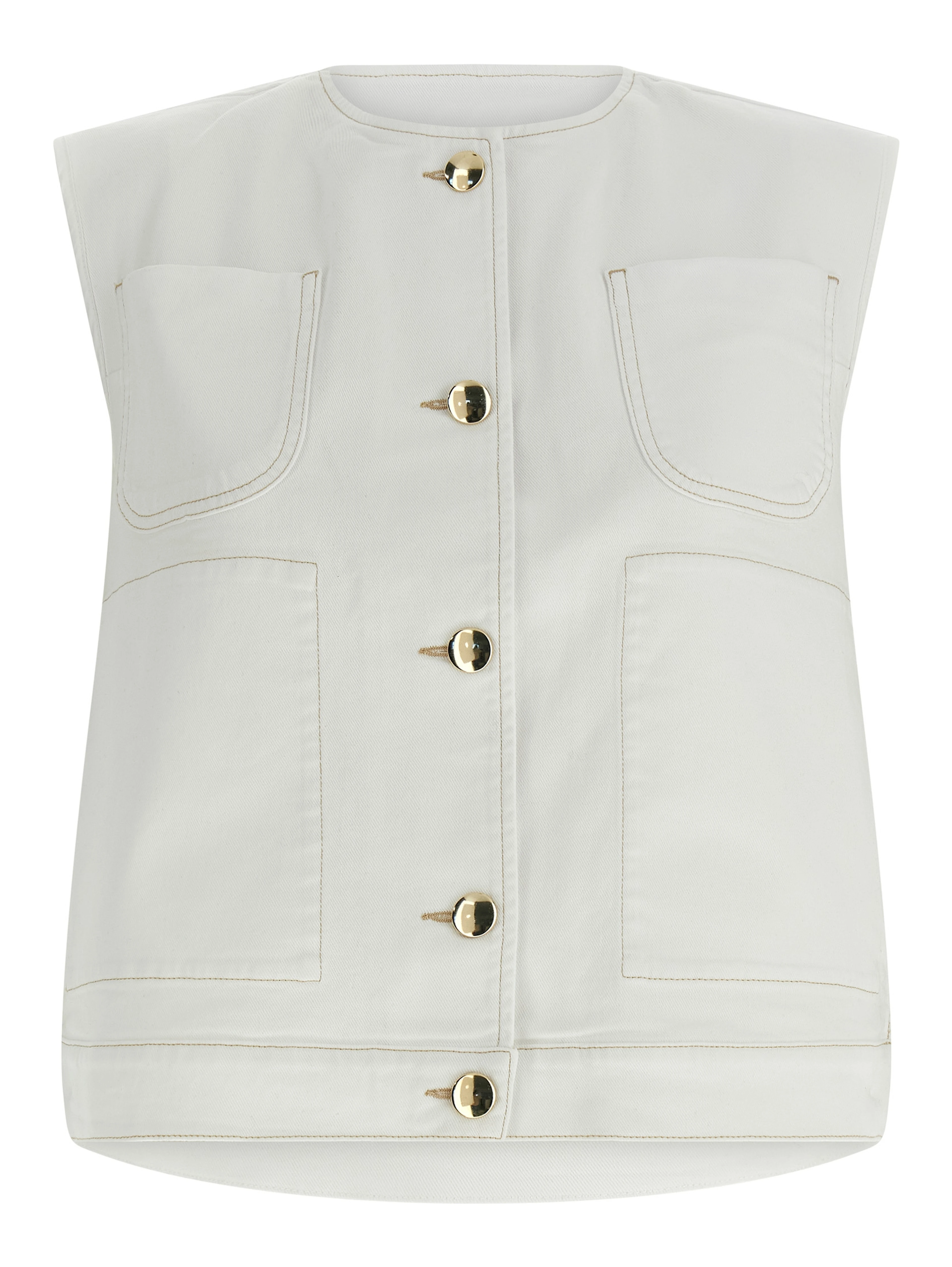 White Cotton Sleeveless Jacket