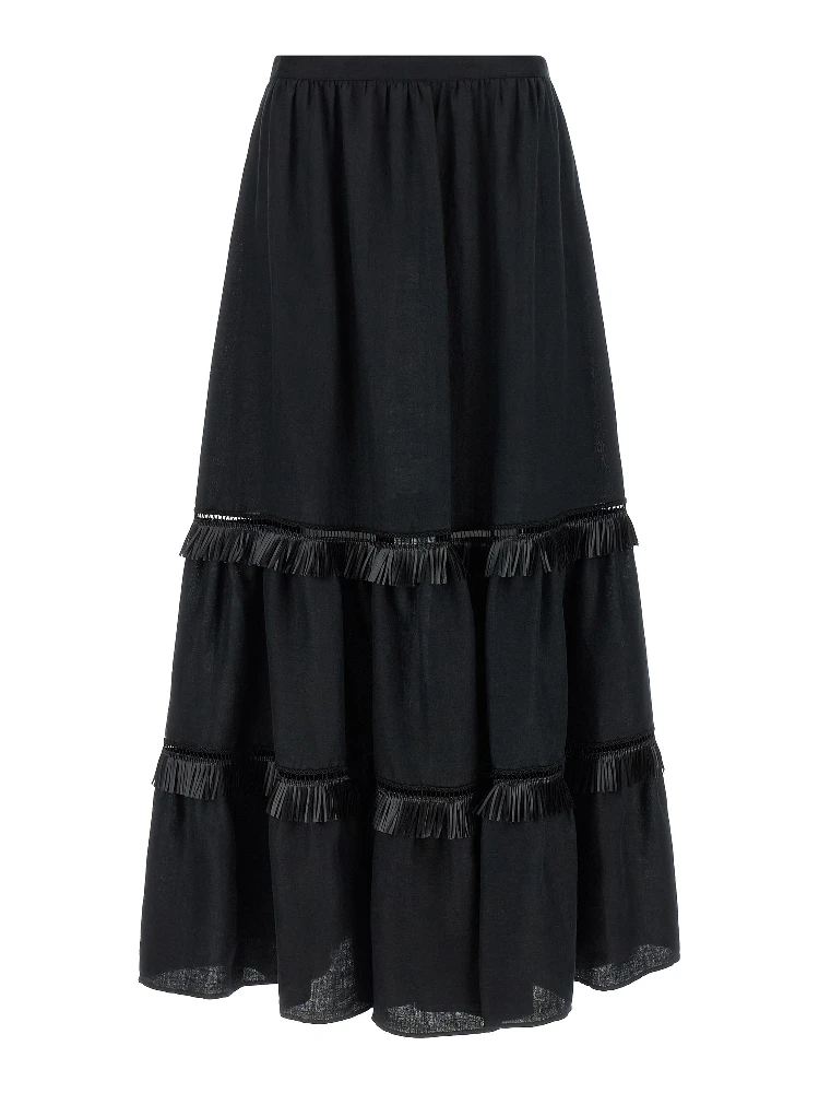 Black Linen Mini Skirt