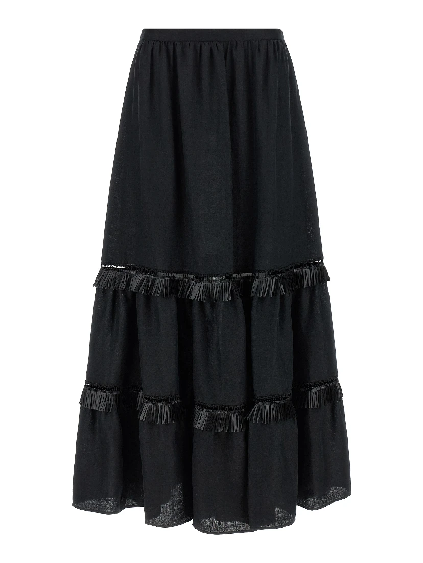 Black Linen Mini Skirt
