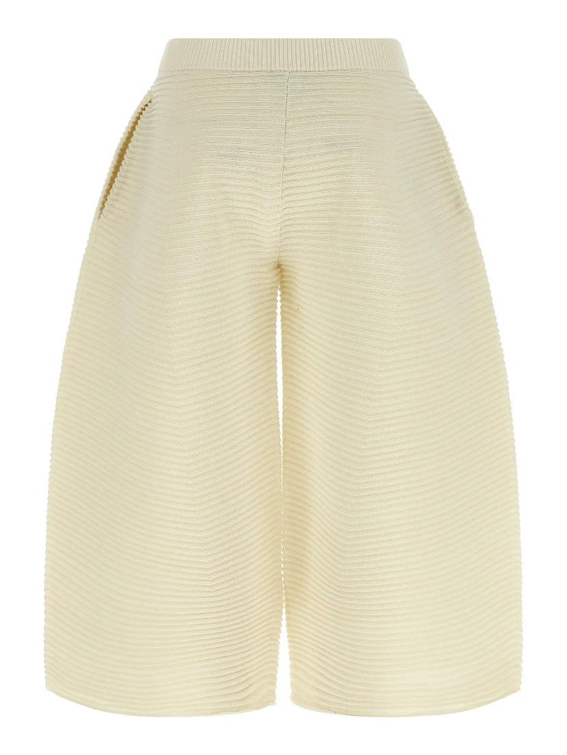 White Polyester Cropped Pants