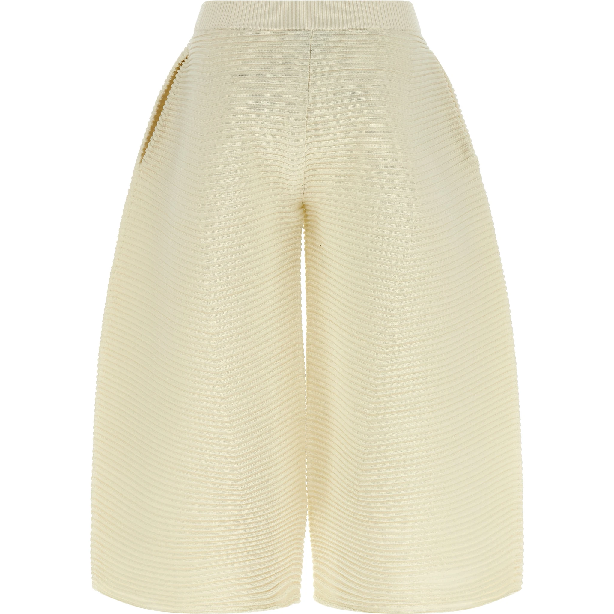 White Polyester Cropped Pants