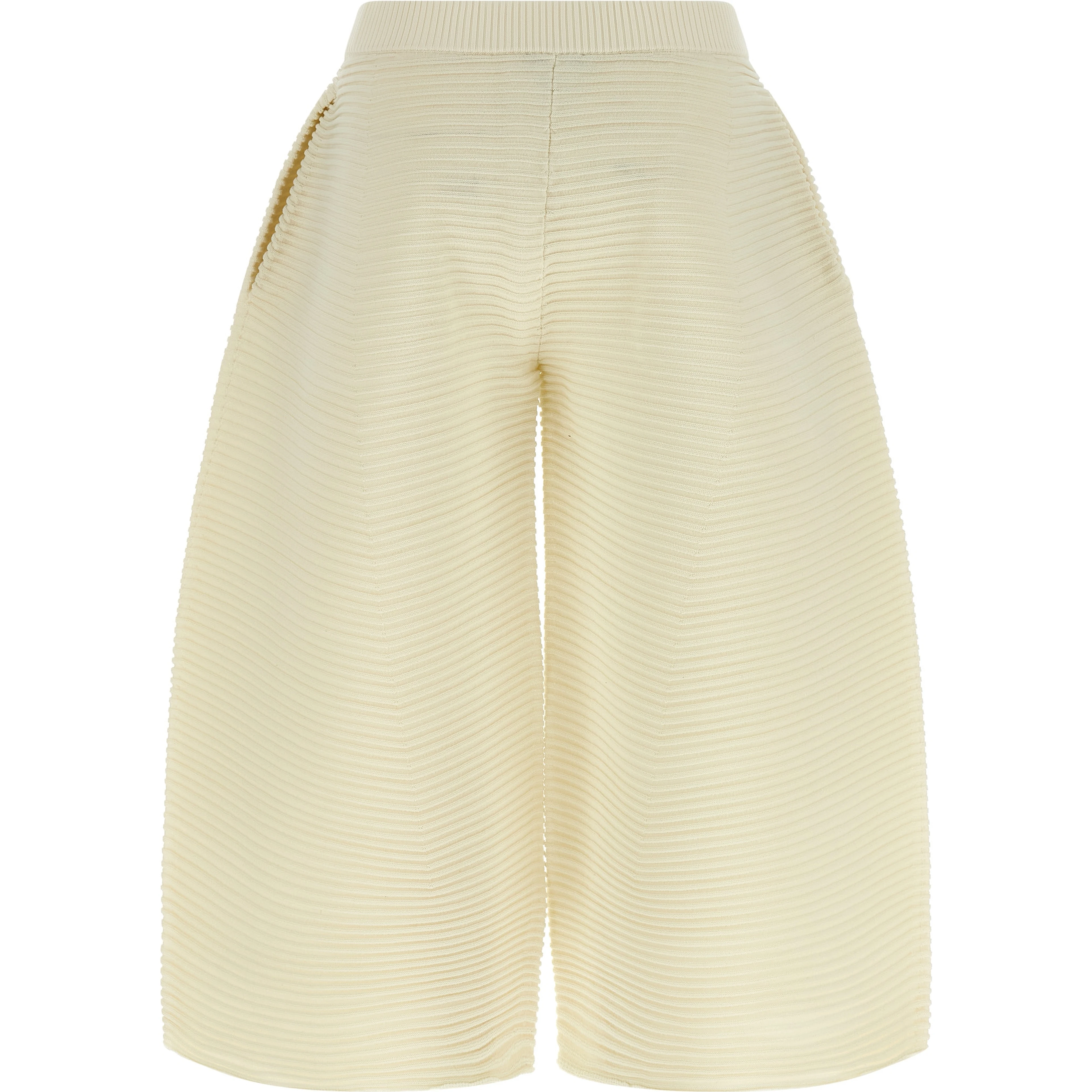 White Polyester Cropped Pants