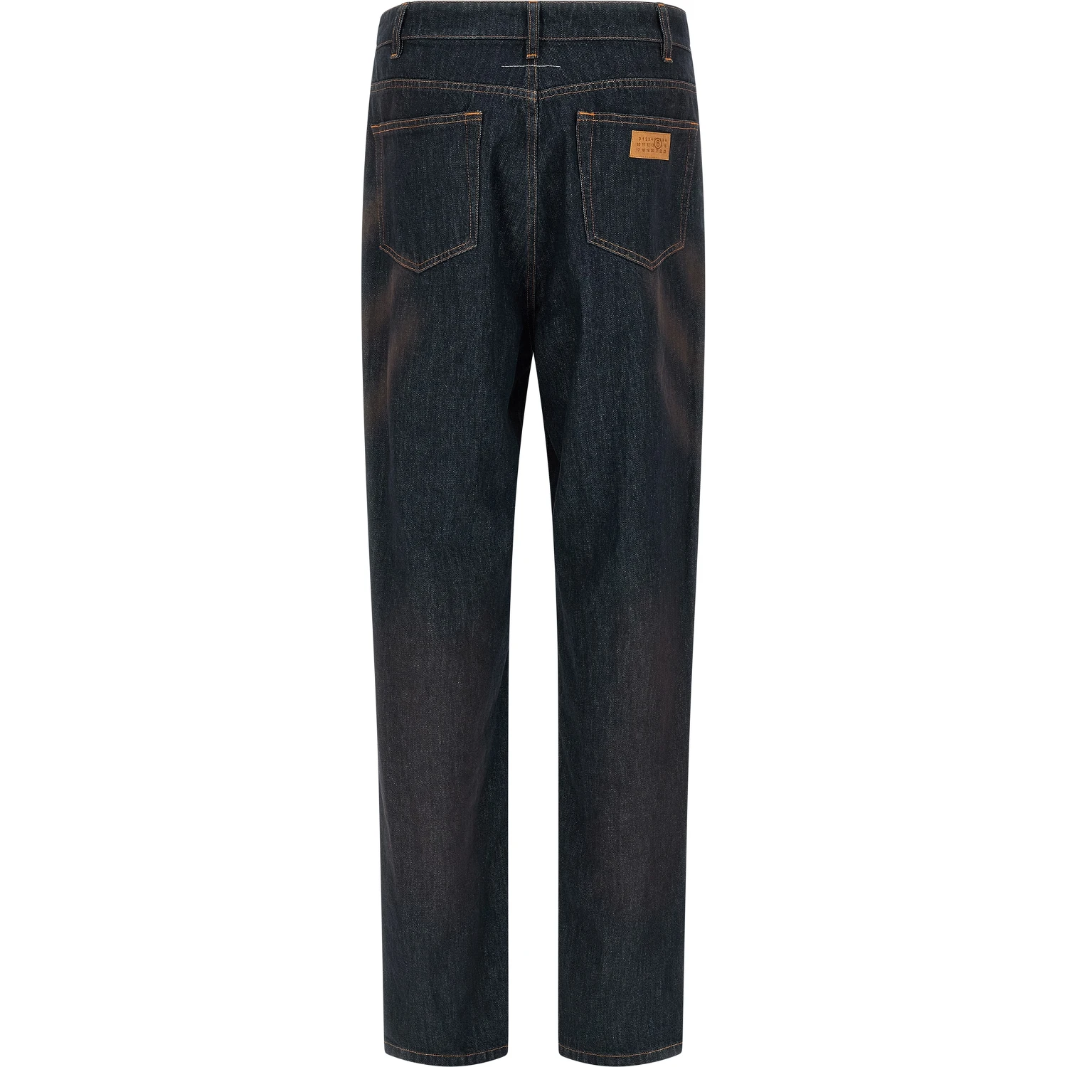 Blue Cotton Straight-Leg Jeans