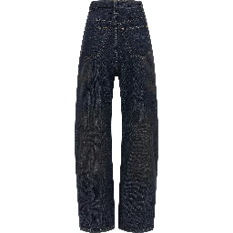 Blue Cotton High-Waisted Jean