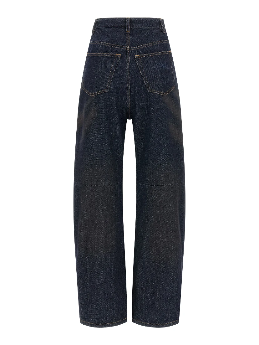 Blue Cotton High-Waisted Jean