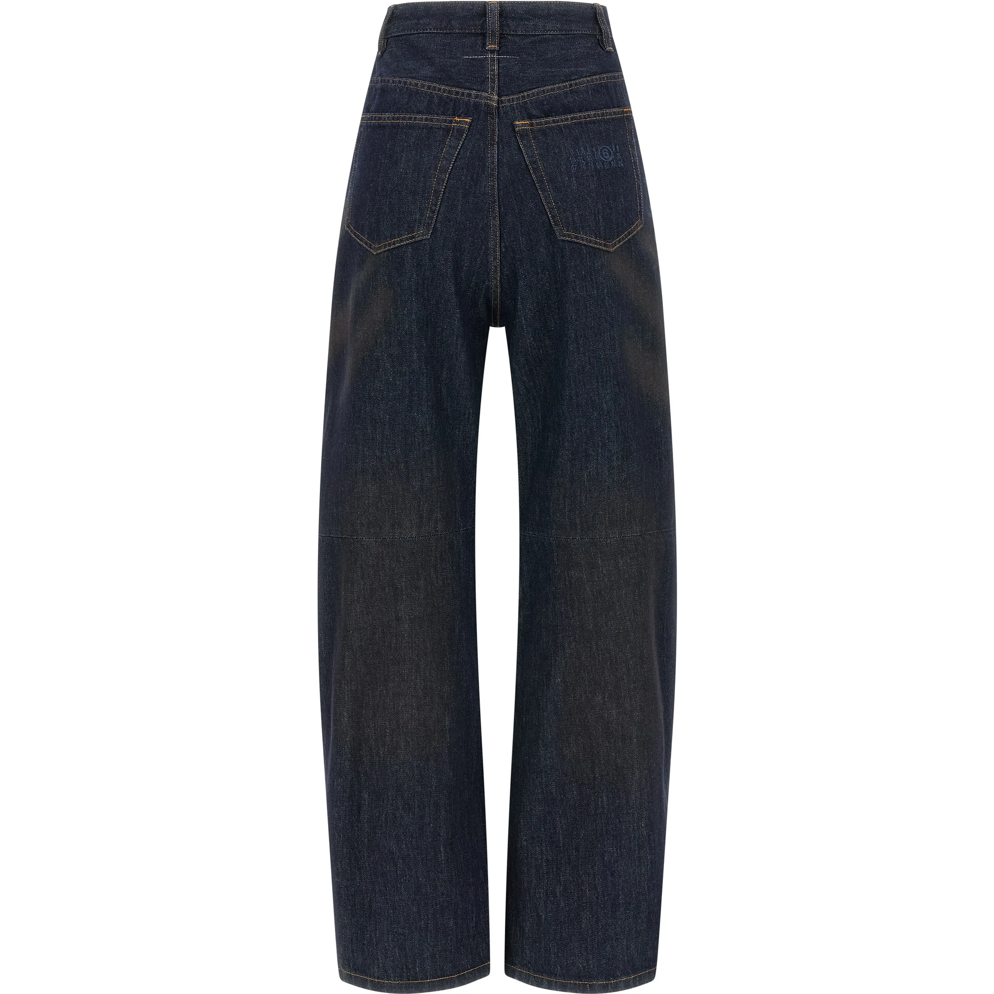 Blue Cotton High-Waisted Jean