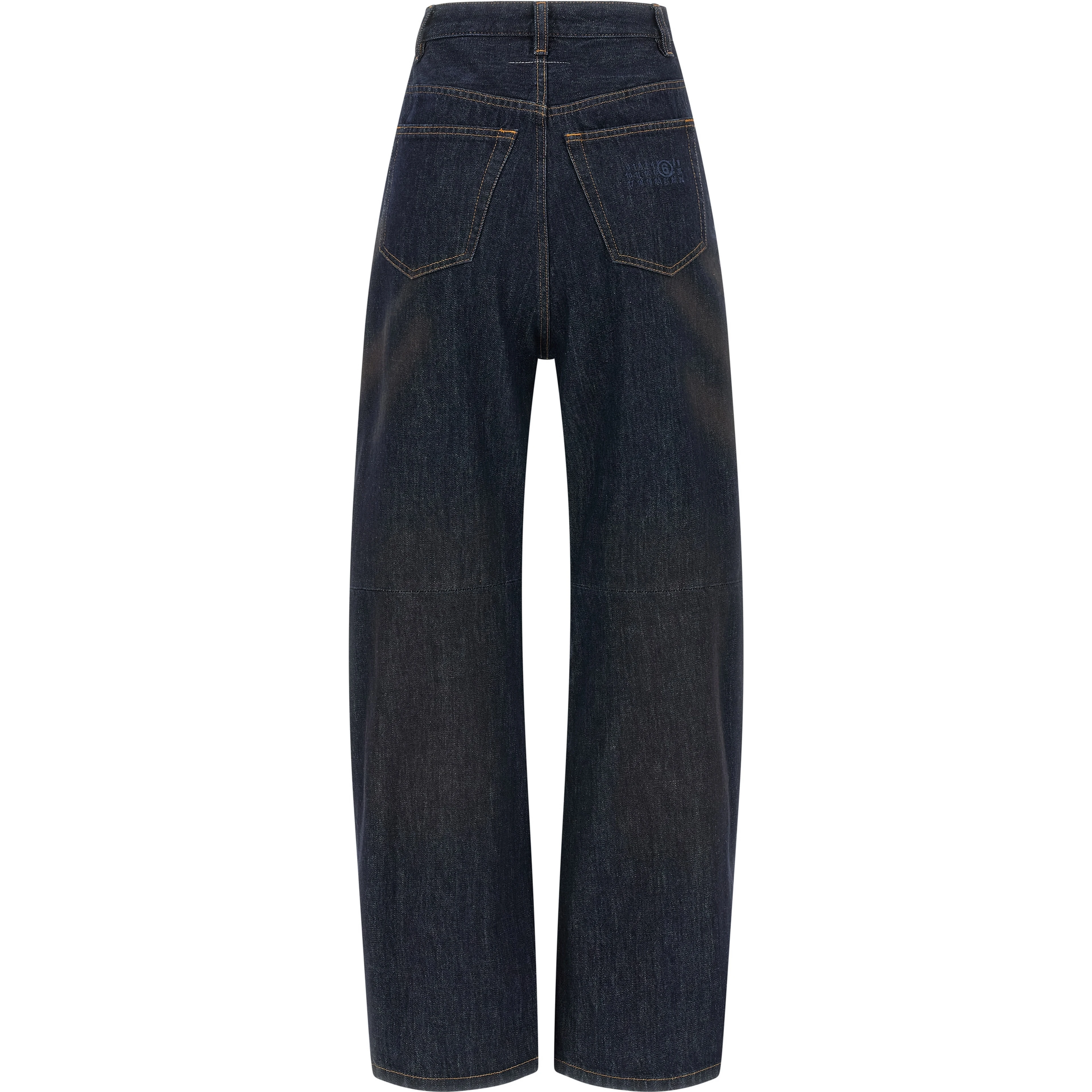 Blue Cotton High-Waisted Jean