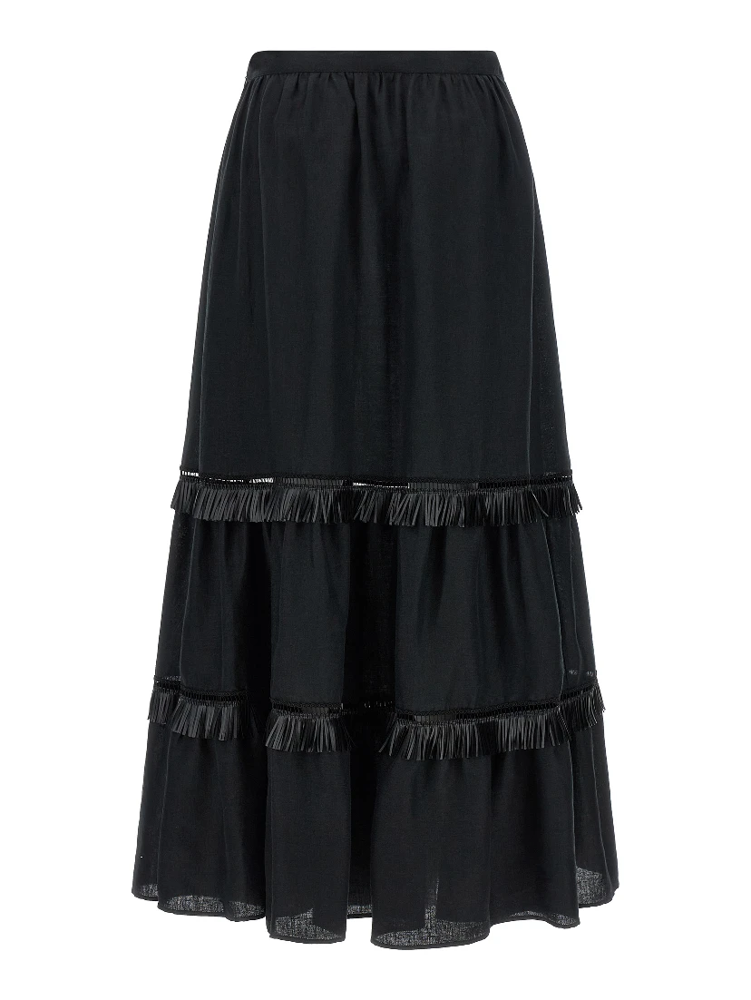 Black Linen Mini Skirt