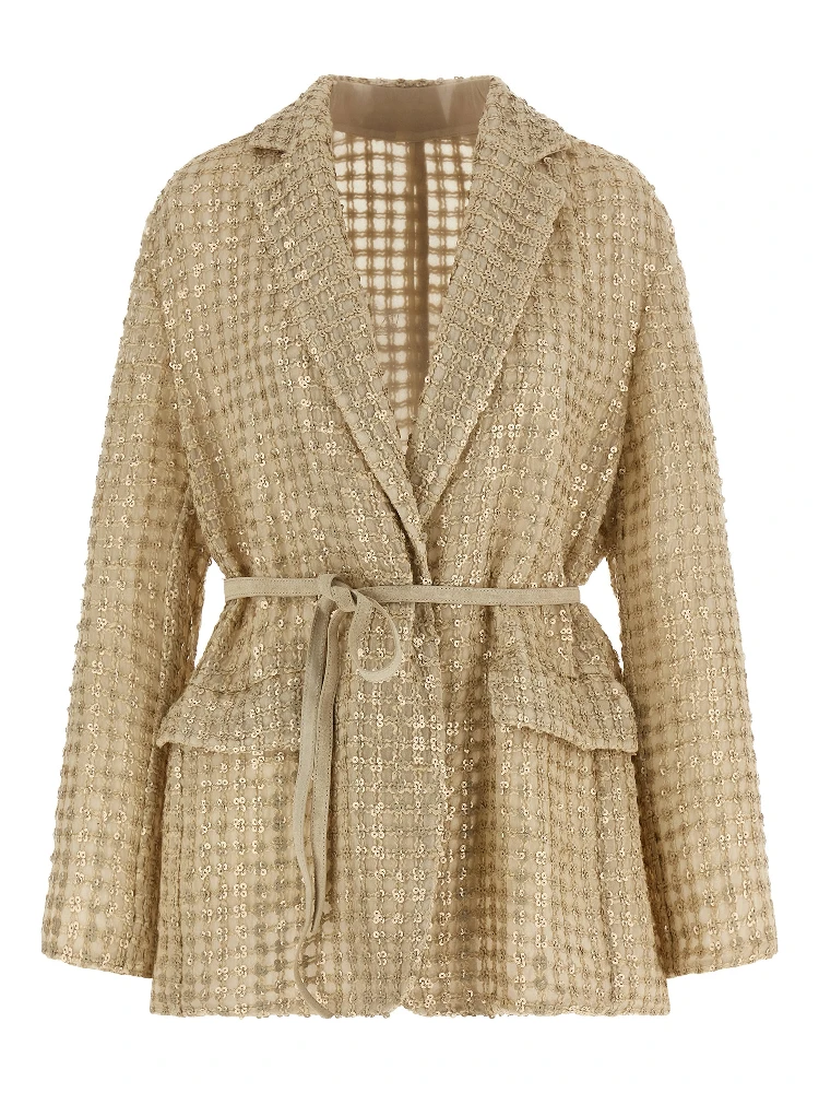 Beige Silk Blazer