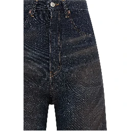 Blue Cotton High-Waisted Jean